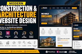 redesign construction and architecture website, wordpress website with modern UI