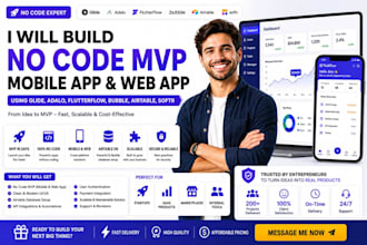 build no code mvp app via glide adalo flutterflow bubble airtable softr saas
