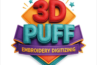 create 3d puff embroidery digitizing for caps, hats in dst pes file