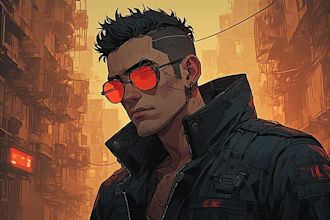 create futuristic cyberpunk character illustration