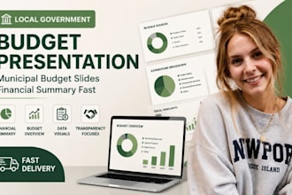 design budget presentation PPT, municipal budget slides, financial summary fast