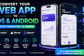 convert lovable base44 replit vercel app to ios, android using capacitor, despia