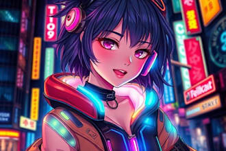 create a fabulous anime character cyberpunk character