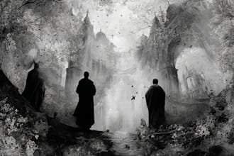 create dark art, surreal digital art, mural and anything