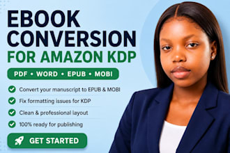 provide ebook conversion to epub, kpf and PDF for amazon KDP authors