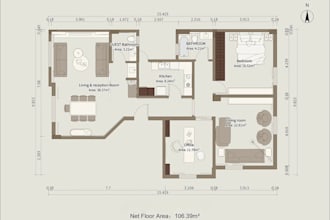 autocad 2d floor plan, 3d floor plan design and architectural 3d rendering