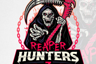 design custom skull grim reaper logo