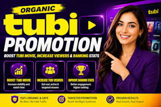 organic tubi promotion, boost tubi movie, increase tubi viewers and ranking stat