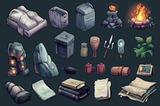 draw delightful 2d game icons assets and objects