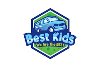 design blue van illustration appeal kids ages logo