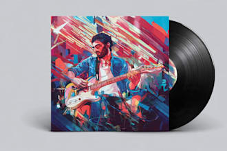 draw cartoon music album cover art, single artwork