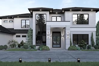 3d exterior architectural design modern house   facade 3d exterior rendering