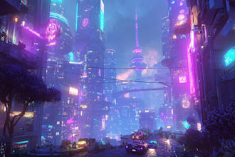 make futuristic cyberpunk, sci fi city for you