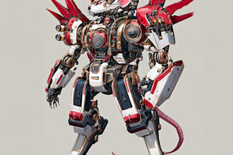design robots and concept art of futuristic mecha art