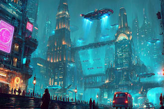 make an futuristic cyberpunk city for you