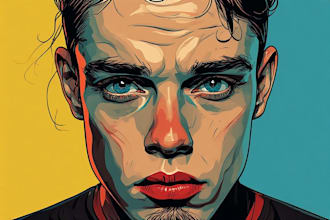 draw a cartoon illustration and pop art style