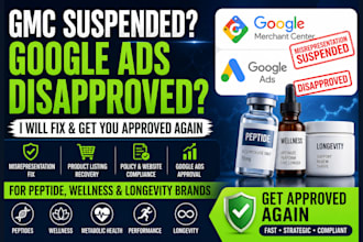 fix gmc misrepresentation disapproval disapproved google ads for peptide brands