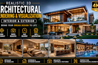 design realistic 3d house rendering, interior and exterior visualization lumion