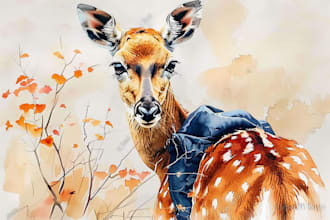 draw watercolor illustrations of animals, birds, and nature