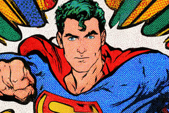 illustrate a superhero pop art portraits