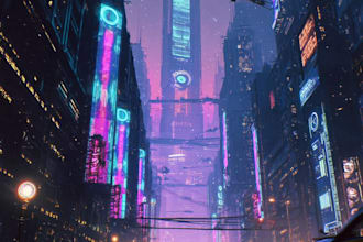 do a futuristic cyberpunk city design
