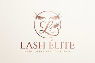 design a luxurious and elegant eyelash logo for your brand