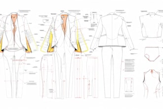 create tech pack and flat sketches for fashion design