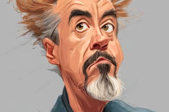 create a custom hobby caricature with a hand drawn portrait