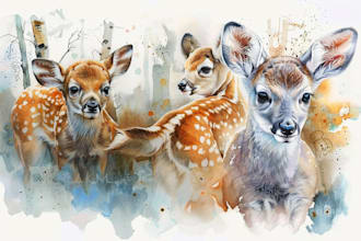 draw watercolor illustrations of animals, birds, and nature