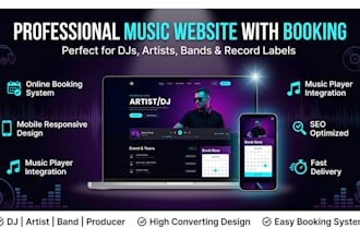 create music website for artist  dj, record label, band and producer for booking