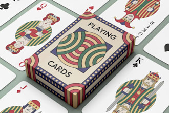 do unique playing card illustration, poker, 52 card deck card box mockup