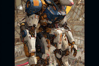 do anime style mecha robot illustrations