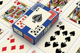 design 52 deck of playing card game, poker card board game, card box mockup