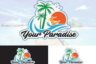 design modern surfing, beach wave surf brand logo design