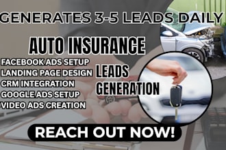 auto insurance leads, auto insurance facebook ads, google ads, video ads