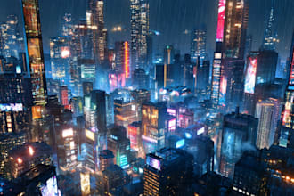 draw a cyberpunk, cyberpunk city, scifi art for you