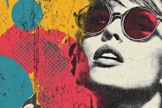 make illustration in distressed retro and pop art style