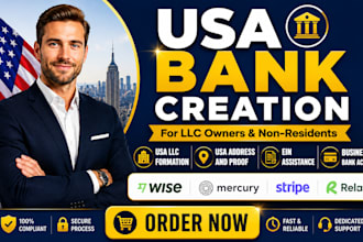 create your USA business bank account for llc with wise, mercury and stripe