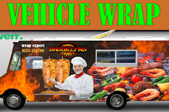 do exclusive food truck wrap design , food logo design