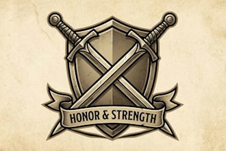 design a bold and powerful crossed swords logo for your brand