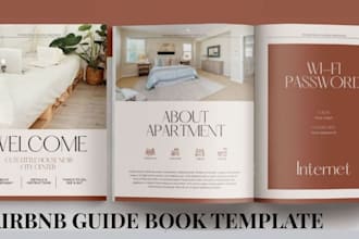 design digital vacation rental guidebook, real estate listing business brochure