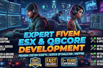 create custom fivem esx and qbcore server with premium scripts