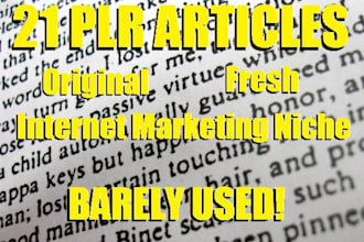send you 21 barely used Internet Marketing PLR articles that I personally authored