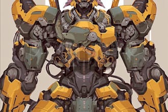 design robots and concept art of futuristic mecha