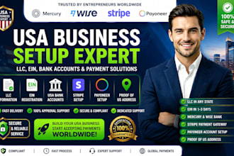 setup llc for your usa bank,stripe, payoneer proof us adress, mecury , wise bank