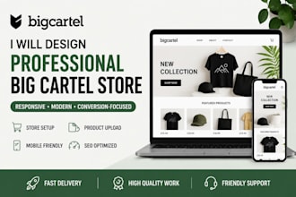 design and develop a professional big cartel store