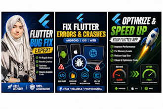 fix bugs, debug, and optimize your flutter app android, ios, web