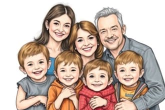 custom watercolor family portrait from photo