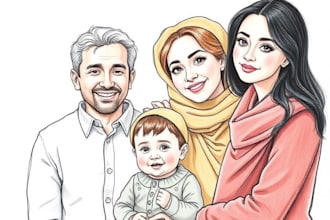amazing family portrait watercolor portrait