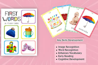 design kids educational flashcards memory cards printable playing card game box